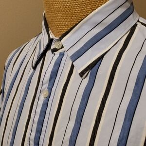 Michael kors blue black stripe dress shirt 2xl